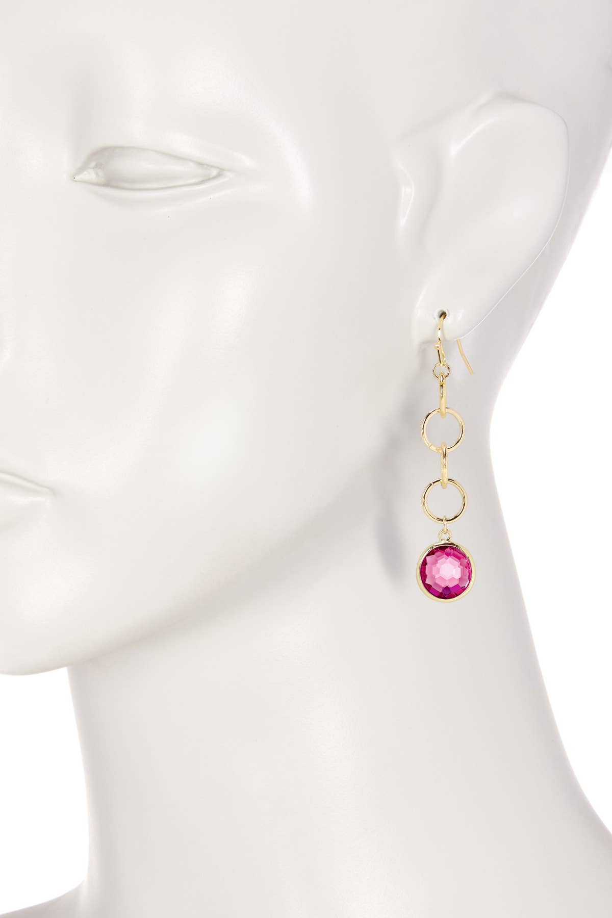 Zoey Simmons - Raspberry Crystal & Interlocking Circle Drop Earrings - GF