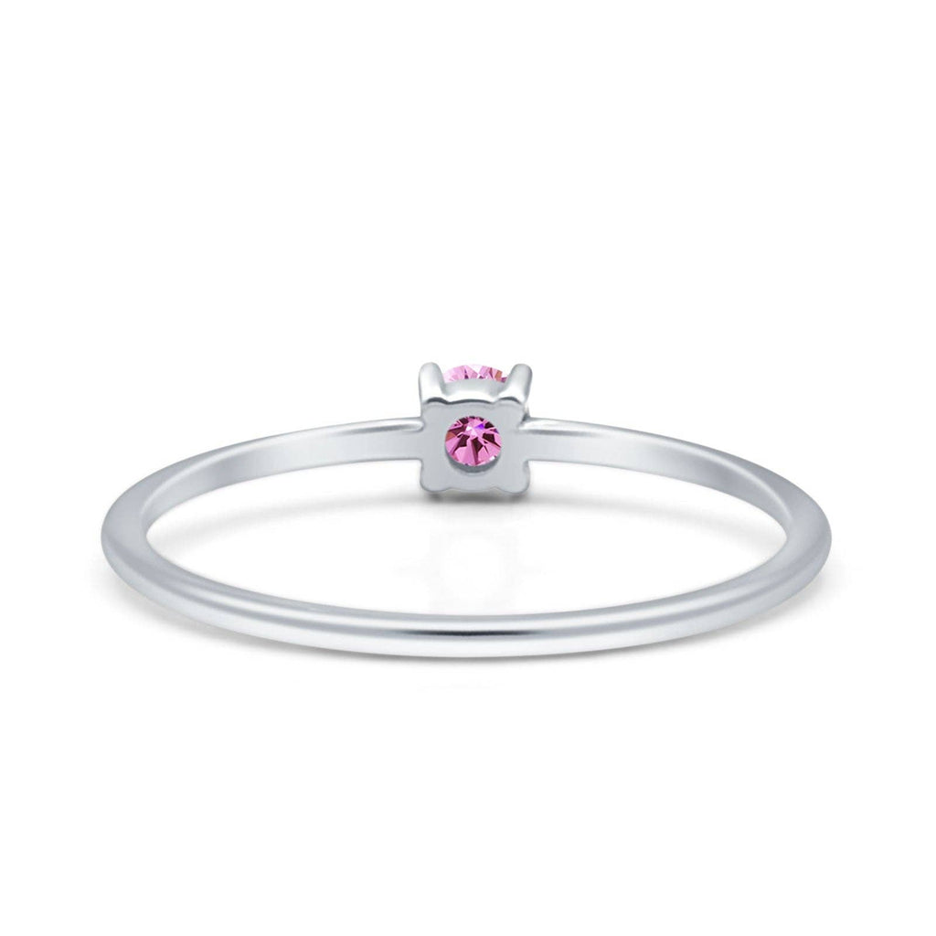 Blue Apple Imports - Art Deco Round Pink CZ Solitaire Ring