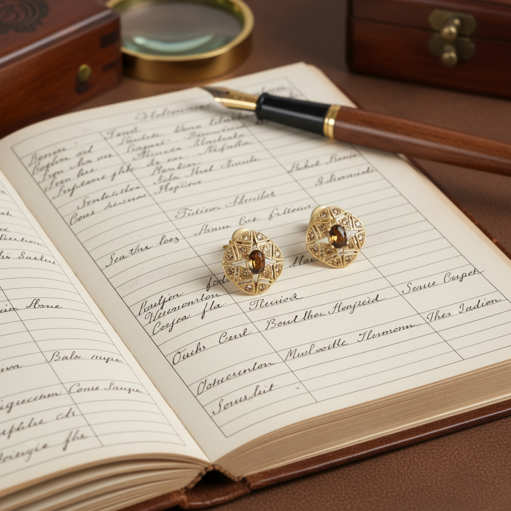 GirlyPirateCo - Vintage 18K Gold Plated Hollow Caramel Crystals Earrings