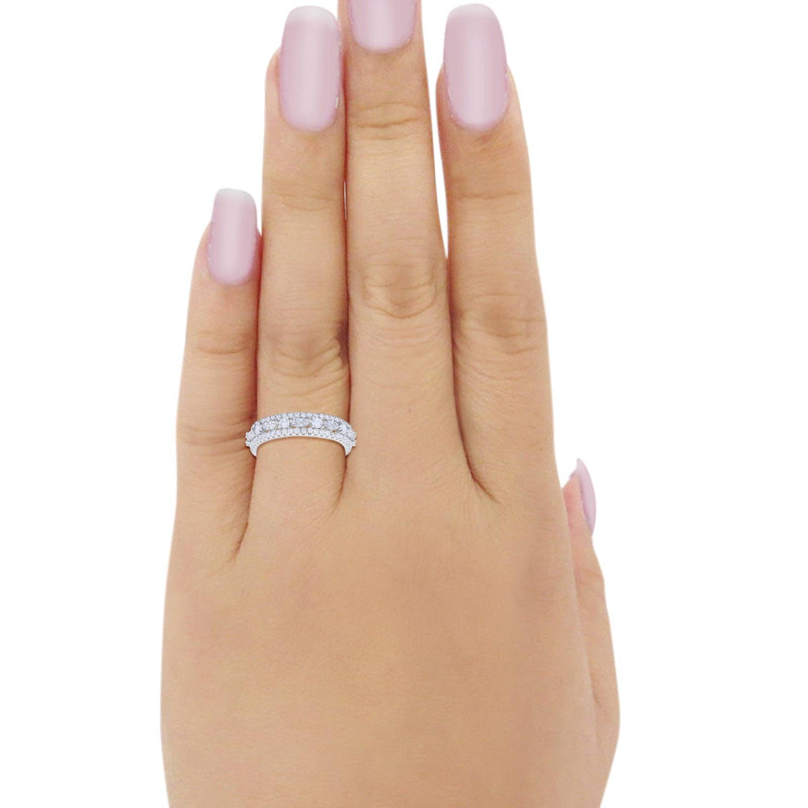 Blue Apple Imports - Full Eternity Rings Marquise Simulated Cubic Zirconia Ring