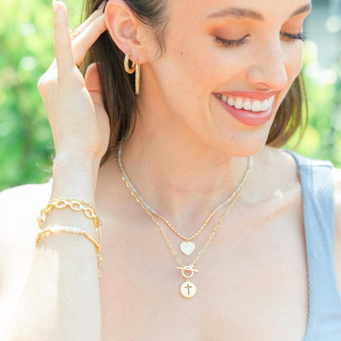 Splendid Iris - Cross Paperclip Toggle Necklace