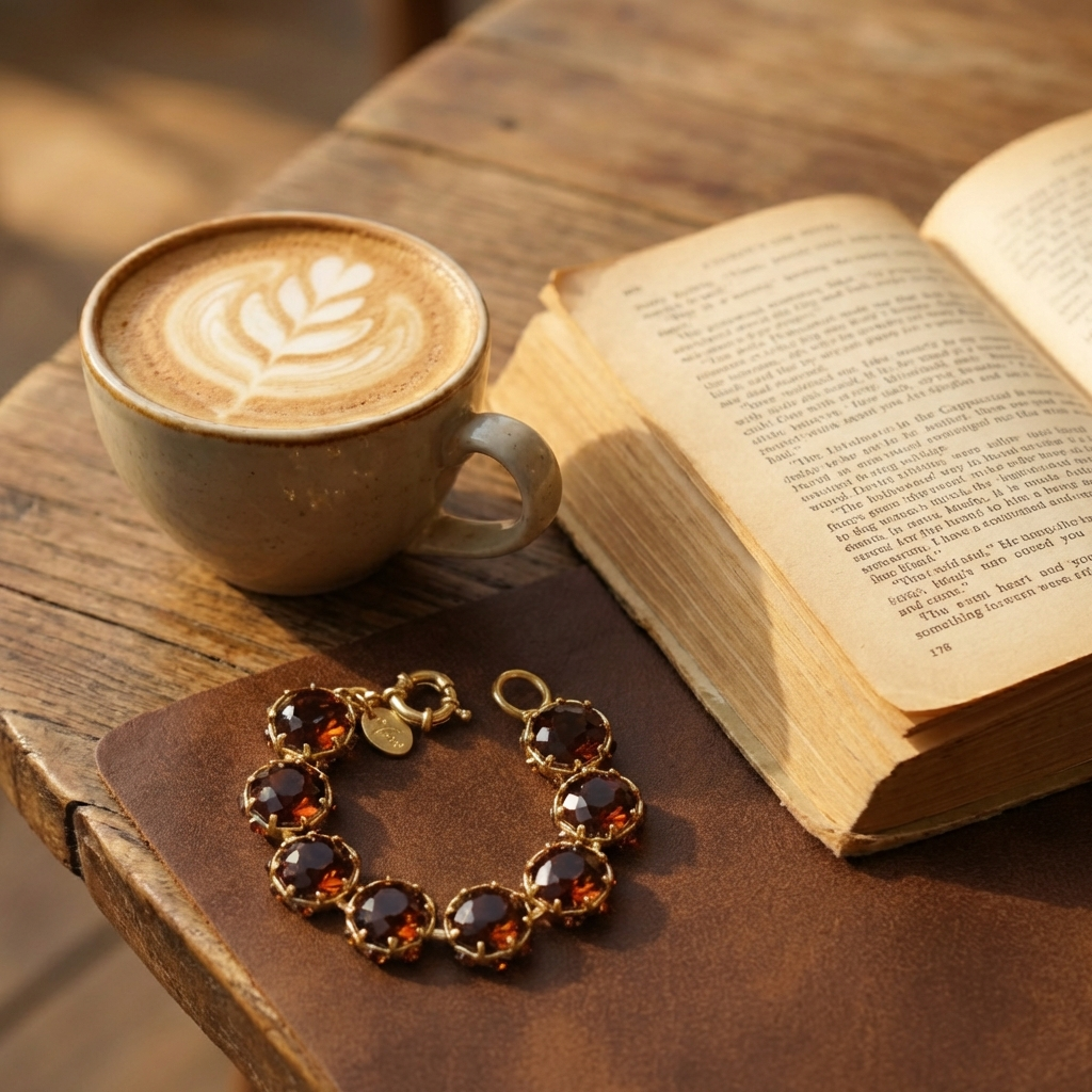 GirlyPirateCo - Vintage 18K Gold Plated Caramel Crystal Bracelet