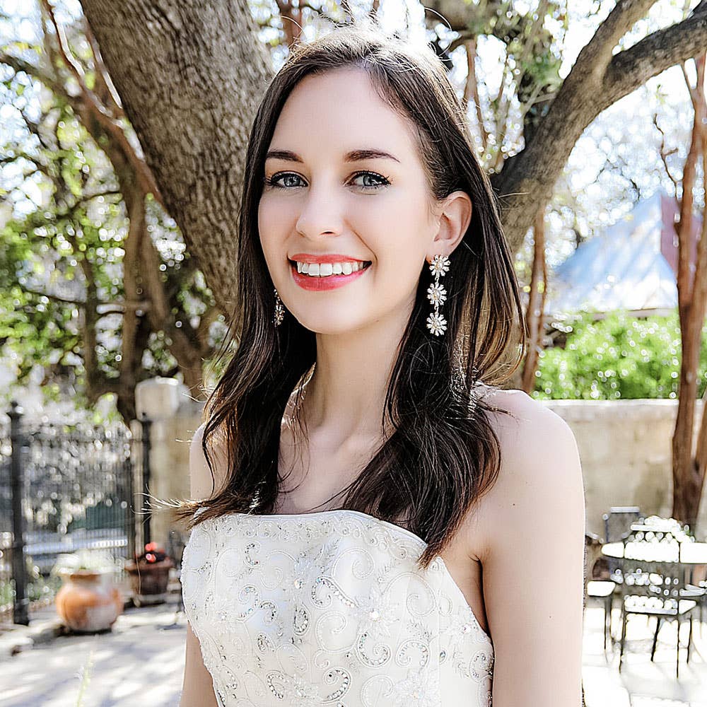 Canvas Style - Amelia Pearl & Crystal Drop Earrings in Ivory