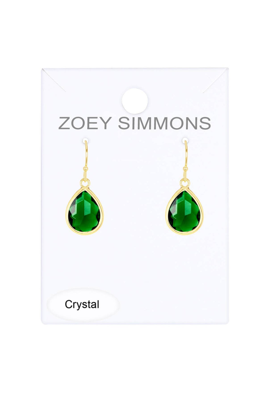 Zoey Simmons - Emerald Crystal Teardrop Earrings - GF