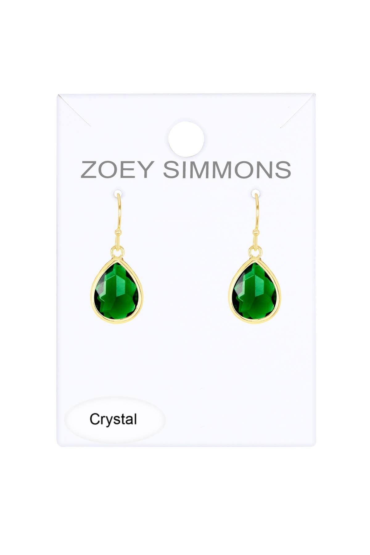 Zoey Simmons - Emerald Crystal Teardrop Earrings - GF