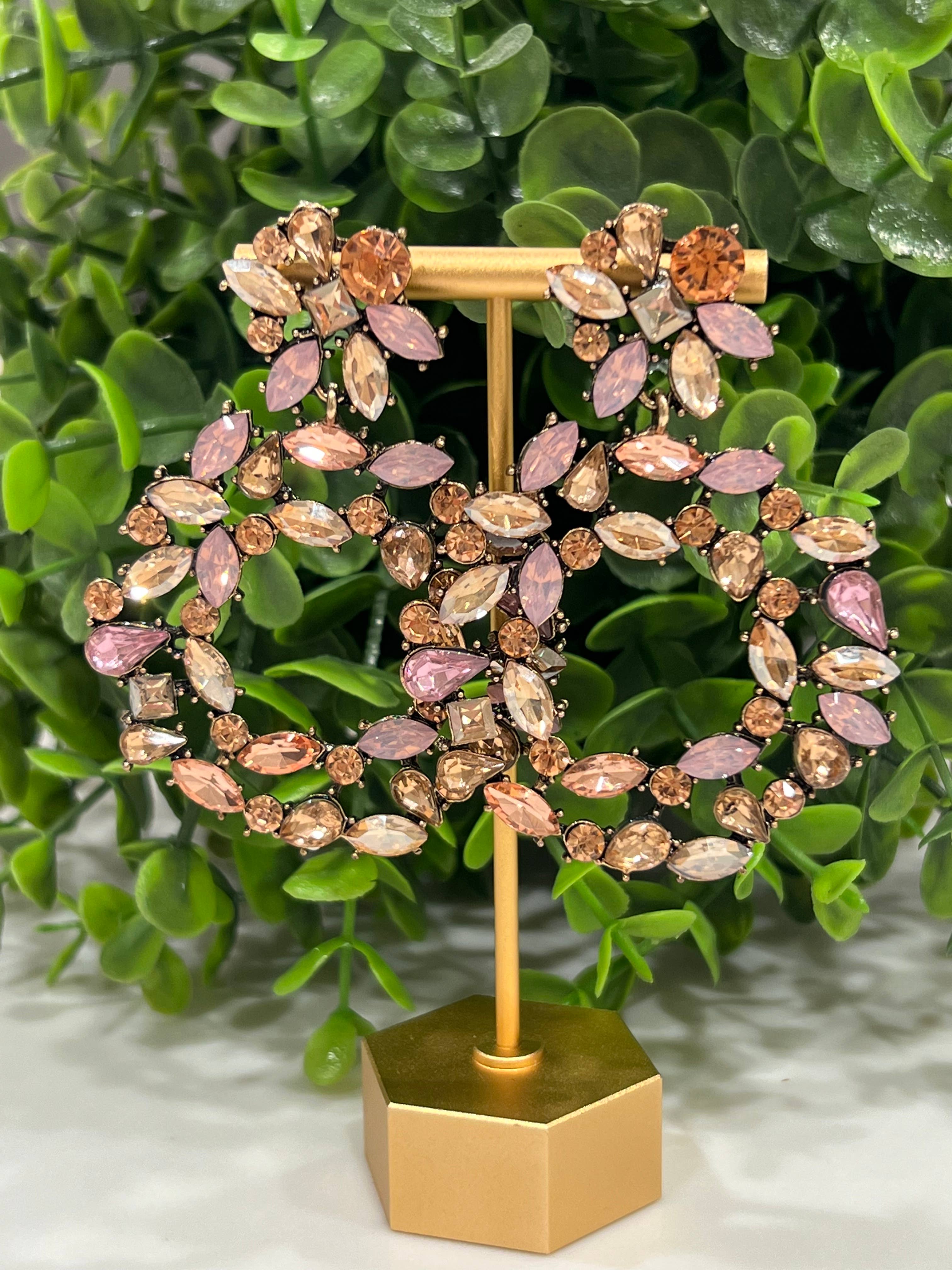 Buttoned Up with Lux - Statement Round Crystal Earrings