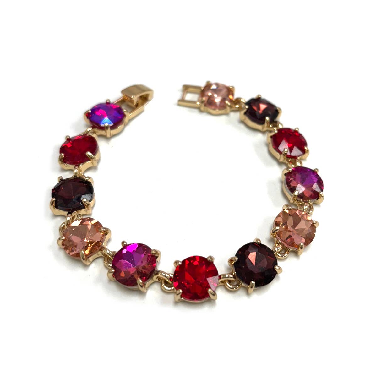 StarryNYC - Round Cushion Cut Crystal Glass Linked Bracelet