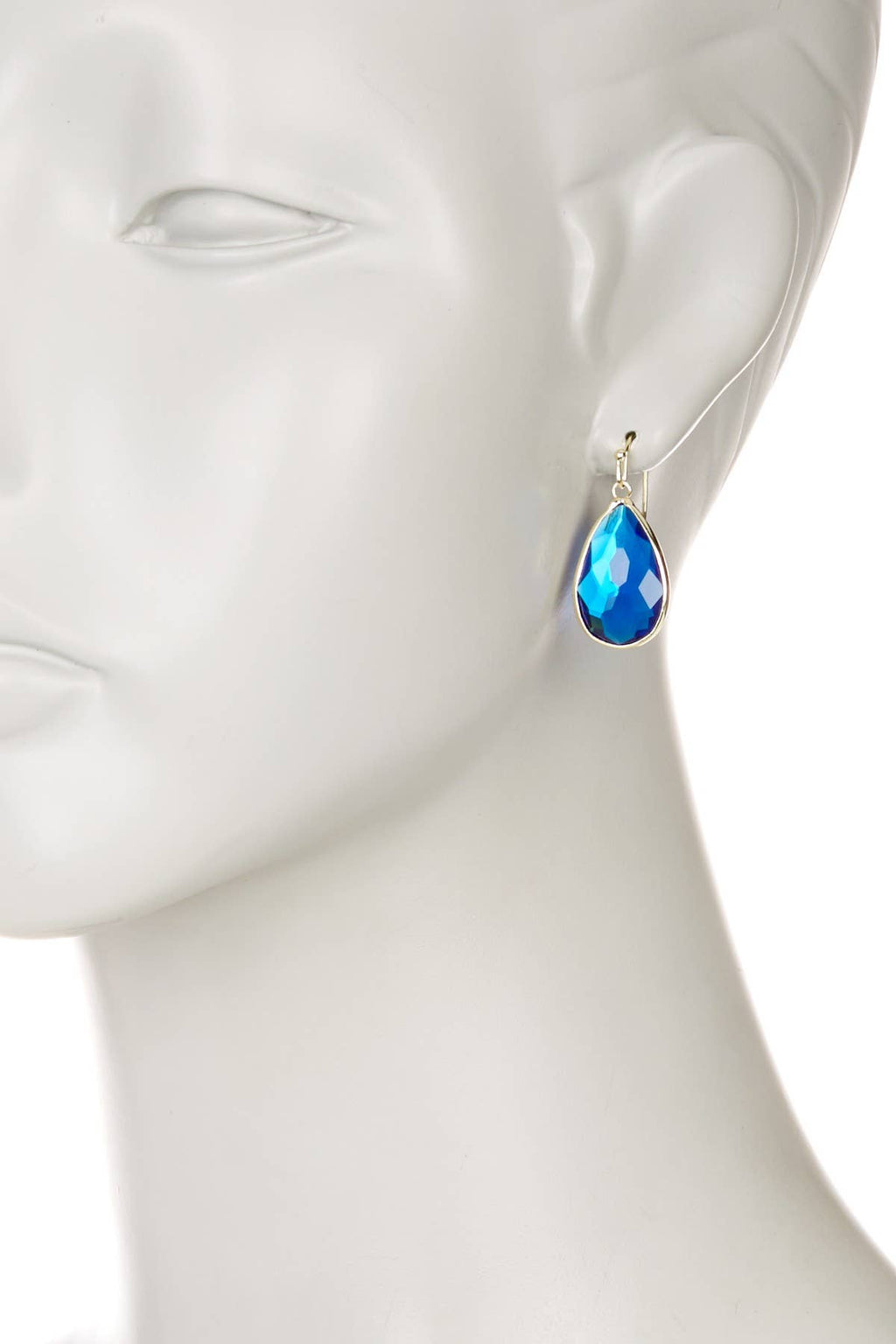 Zoey Simmons - Swiss Blue Crystal Pear Cut Drop Earrings In Gold - GF
