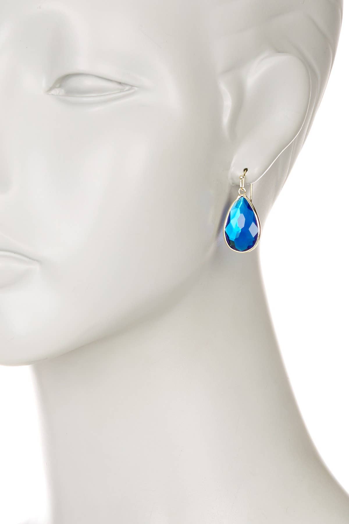 Zoey Simmons - Swiss Blue Crystal Pear Cut Drop Earrings In Gold - GF