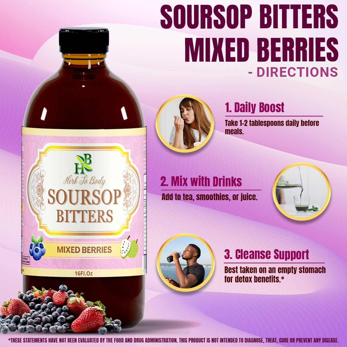 Herb To Body - Soursop Bitters Mixed Berries – Immune & Digestive Support