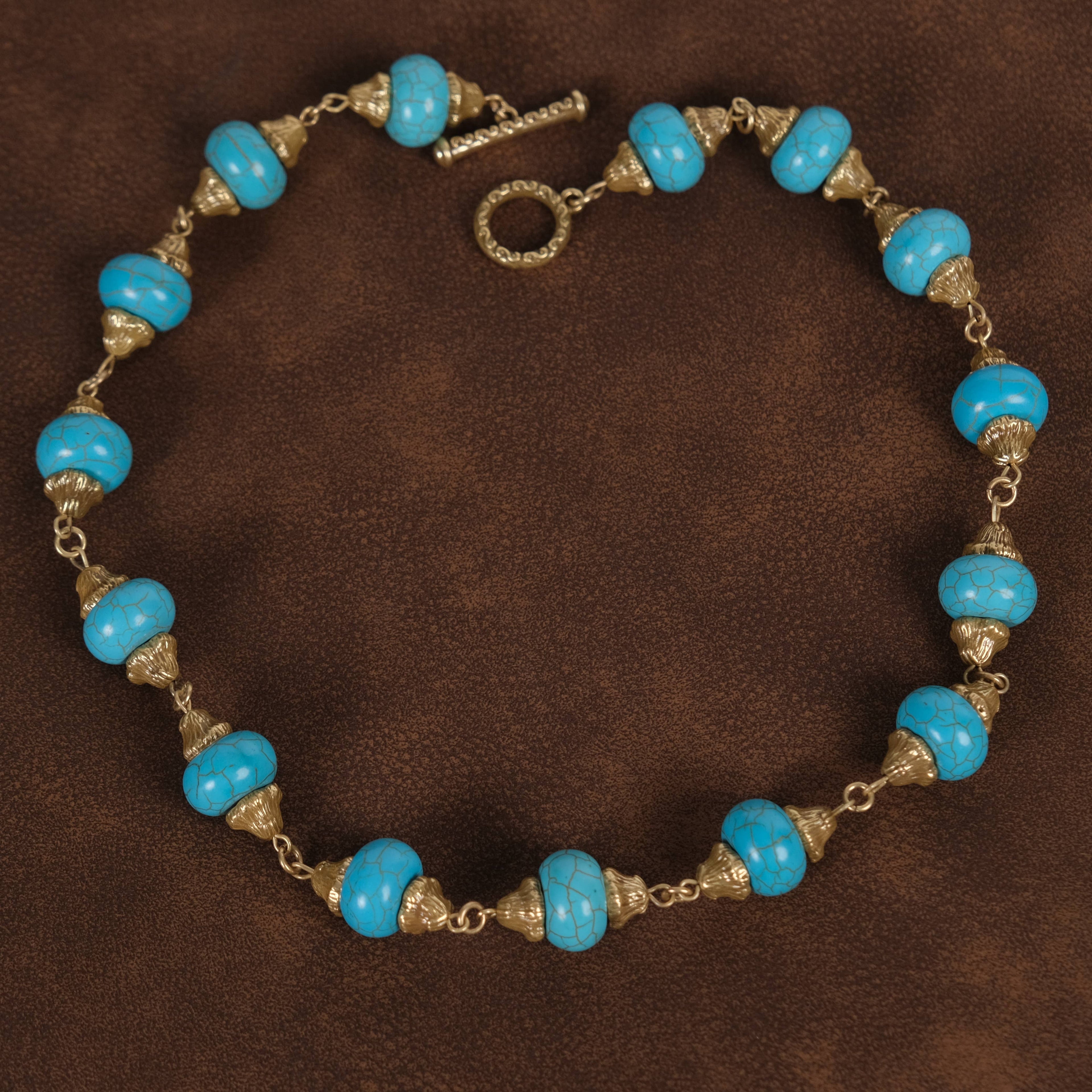 GirlyPirateCo - Vintage Elegant 18K Gold-Plated Blue Turquoise Necklace