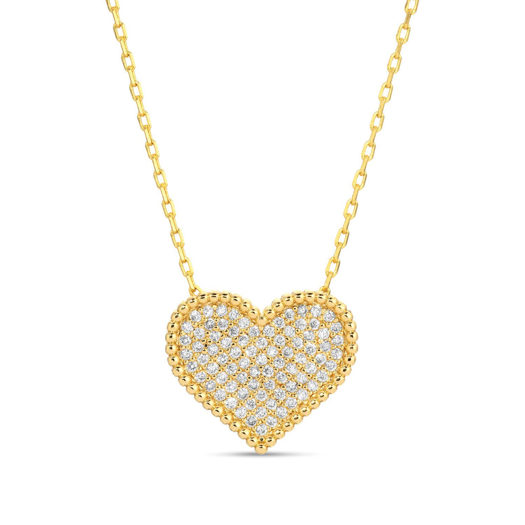Splendid Iris - Pave Heart Necklace (3D)