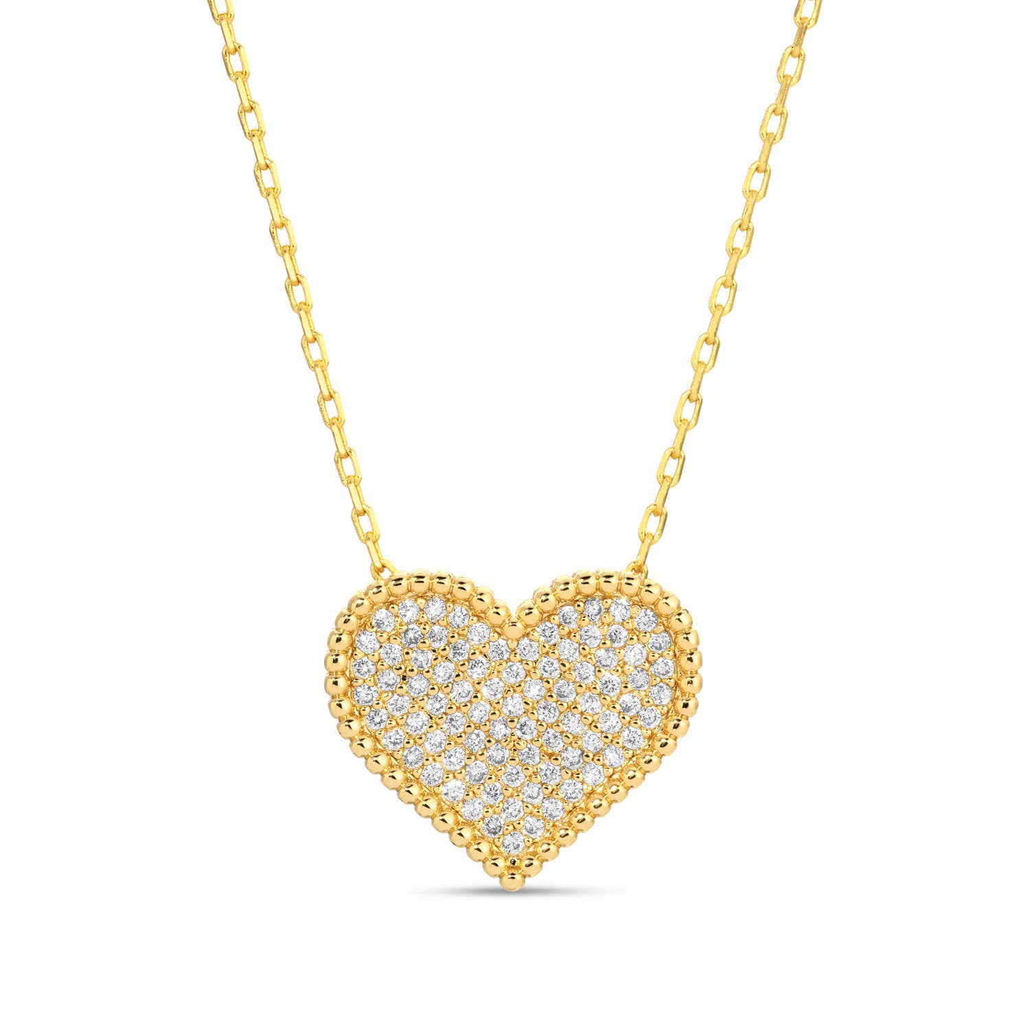 Splendid Iris - Pave Heart Necklace (3D)