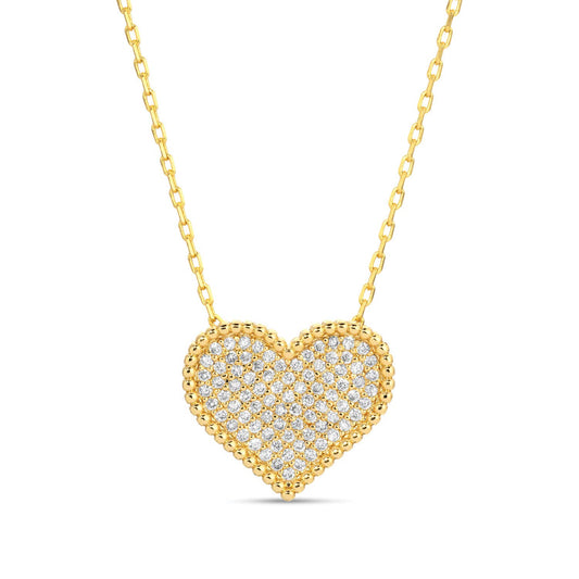 Splendid Iris - Pave Heart Necklace (3D)