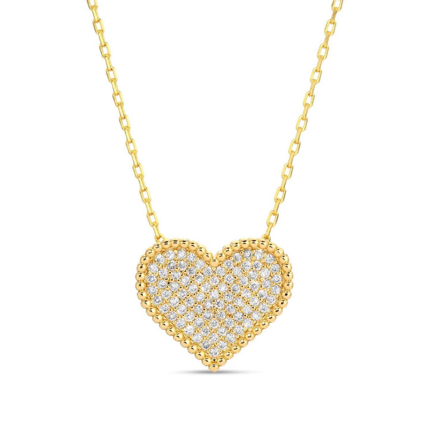 Splendid Iris - Pave Heart Necklace (3D)