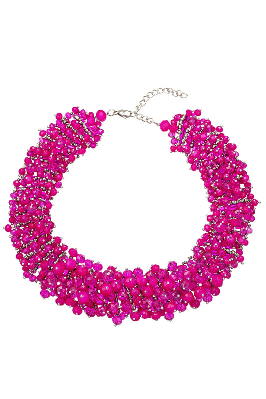 Eye Candy Los Angeles - Harper Hot Pink Collar Statement Necklace