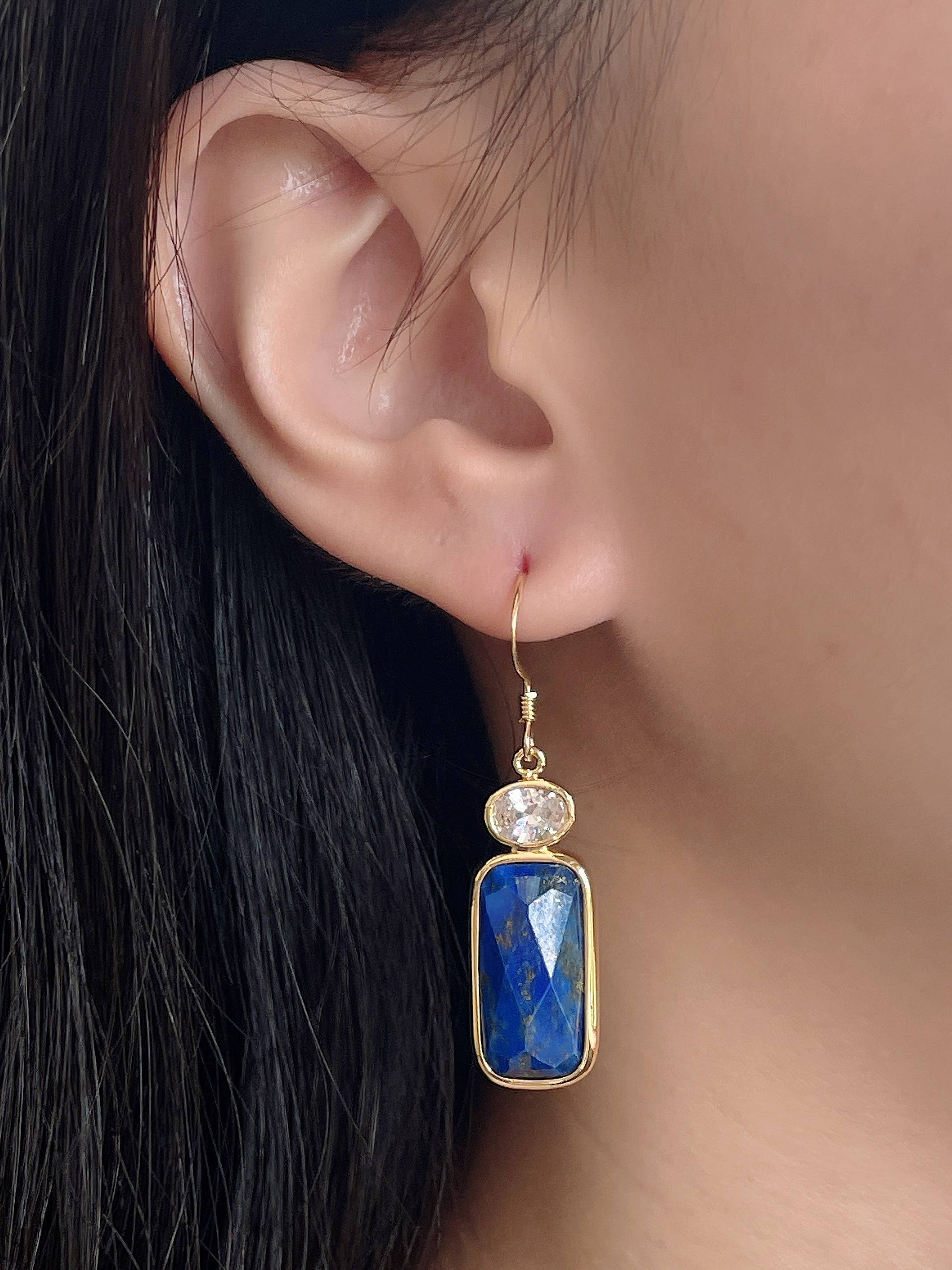 Zoey Simmons - Lapis Drop Earrings - GF