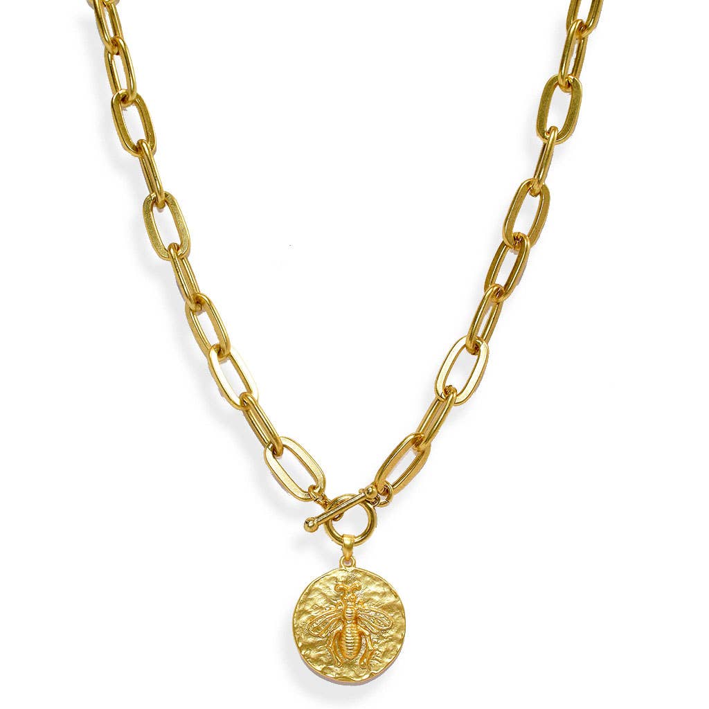 KARINE SULTAN - Elongated Link Chain & Bee Pendant Necklace