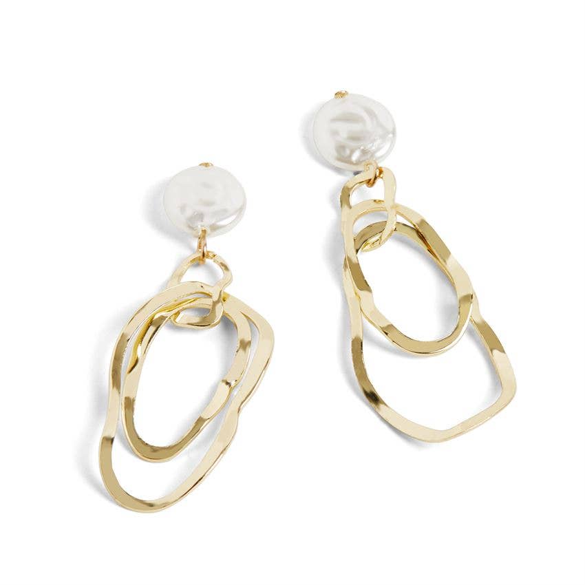 Whispers - Gold Pearl Waves Earrings