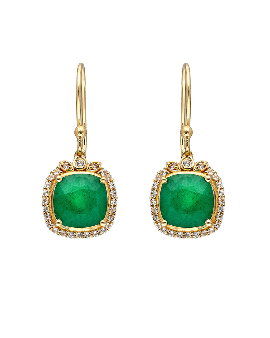 Tiramisu - 14K Gold Plated Silver Corundum Emerald Gemstone Earring