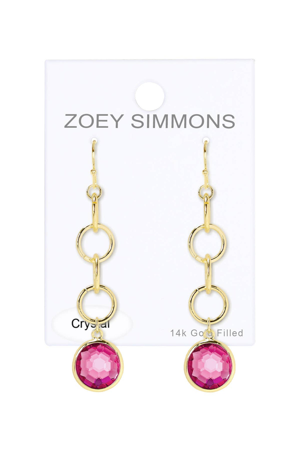 Zoey Simmons - Raspberry Crystal & Interlocking Circle Drop Earrings - GF