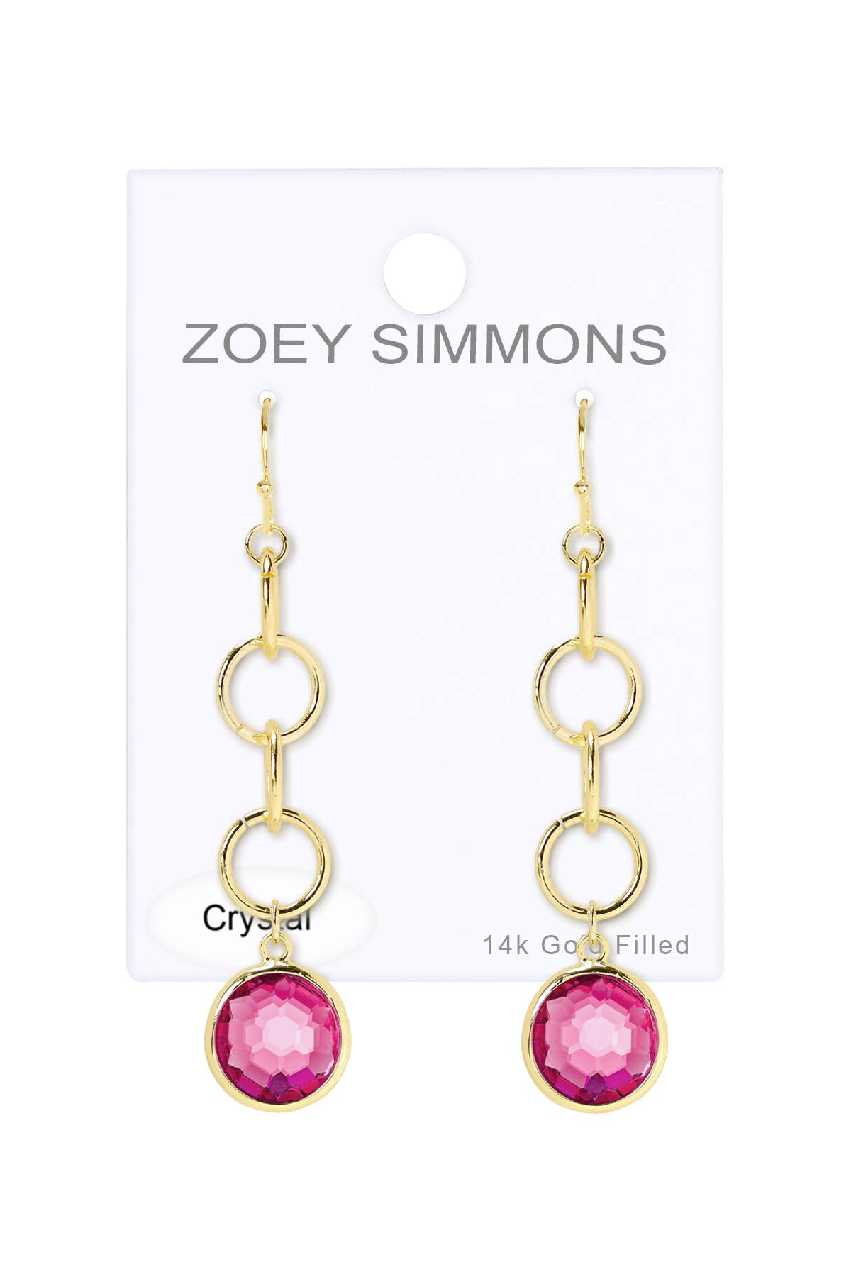 Zoey Simmons - Raspberry Crystal & Interlocking Circle Drop Earrings - GF