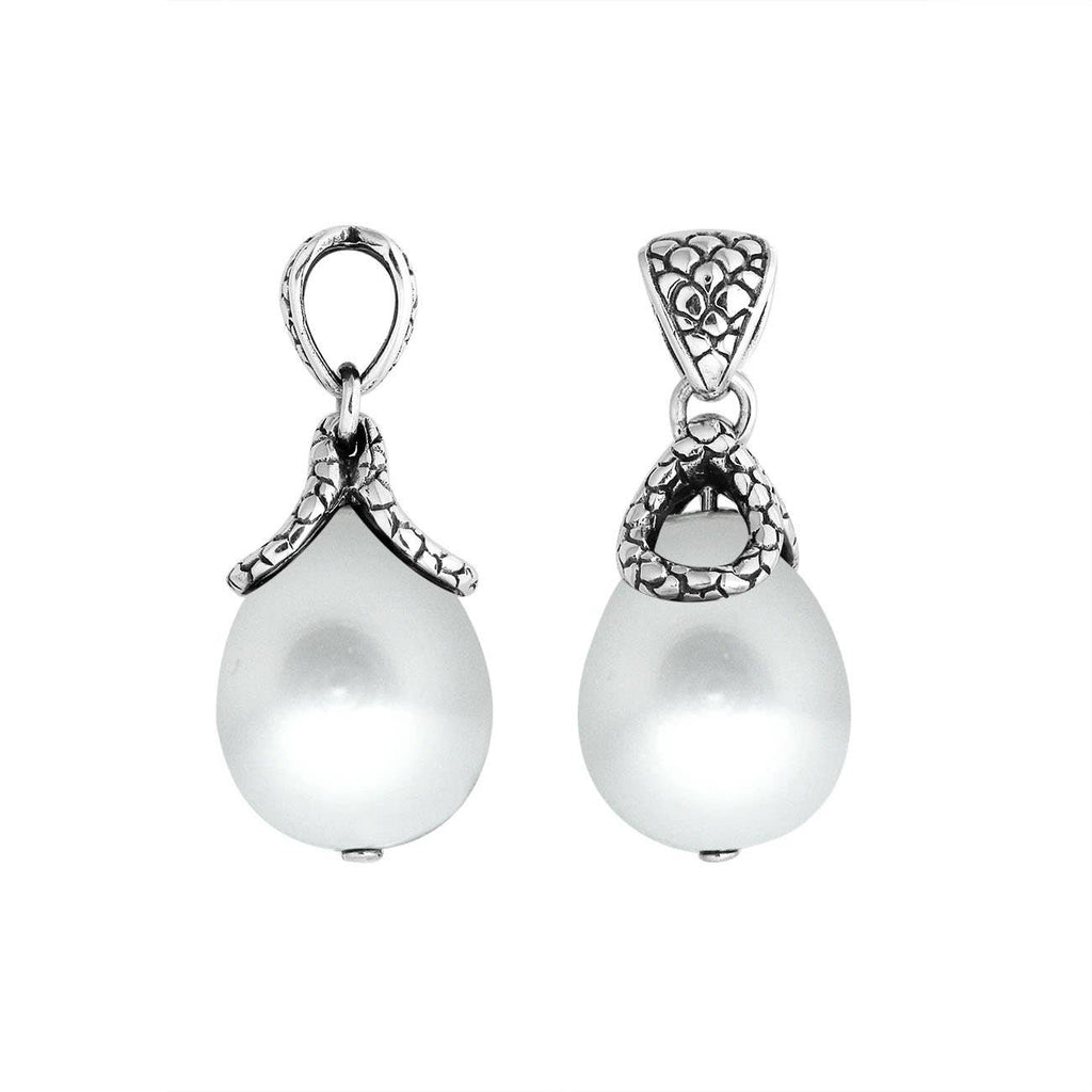 Bali Designs - AP-6262-PEW Sterling Silver Pear Shape Pendant With White Pearl