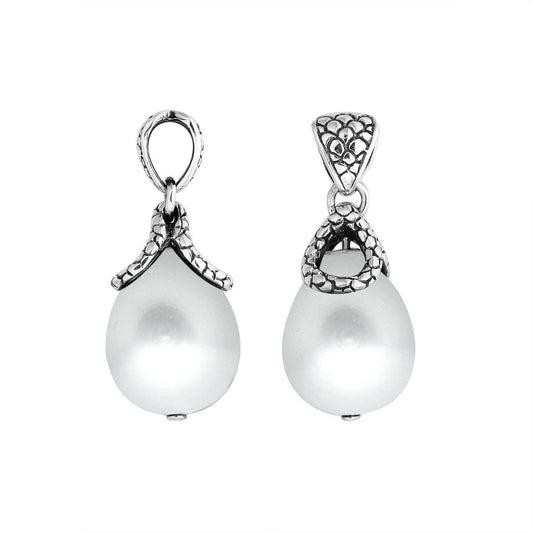 Bali Designs - AP-6262-PEW Sterling Silver Pear Shape Pendant With White Pearl