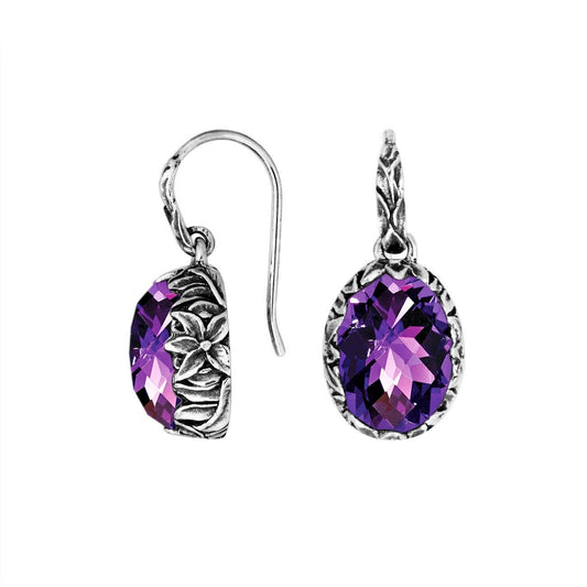 Bali Designs - AE-8030-AM Sterling Silver Oval  Earring With Gemstone