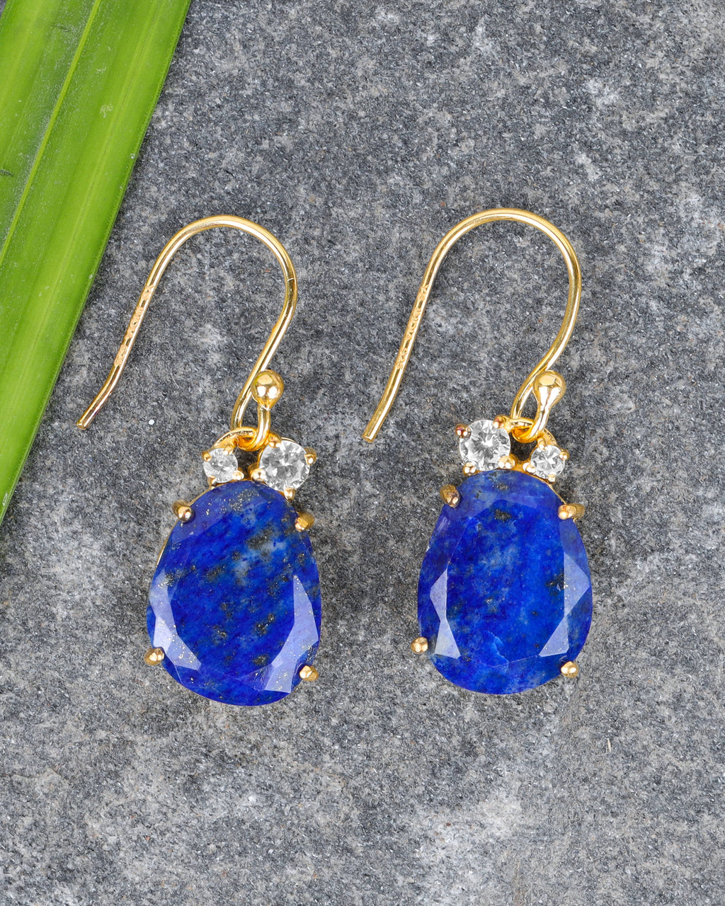 Tiramisu - 14K Gold Plated Silver Lapis
White Topaz Drop Earrings