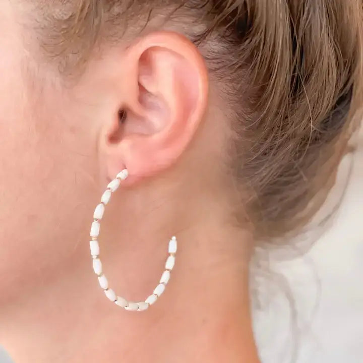 Prep Obsessed Wholesale - Beaded Gold Skinny Open Hoop Earrings