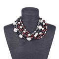 Gardenia Jewelry Ltd. - Burgundy Crystal & Pearl Dramatic Multi-Strand Necklace