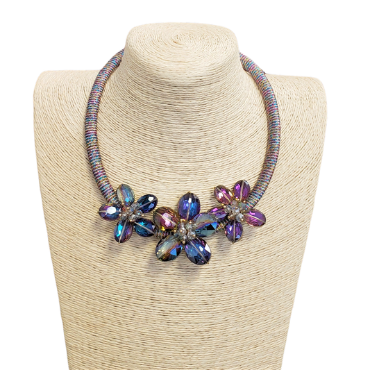 Gardenia Jewelry Ltd. - Handmade Iridescent Aurora Borealis Crystal Flower Necklace