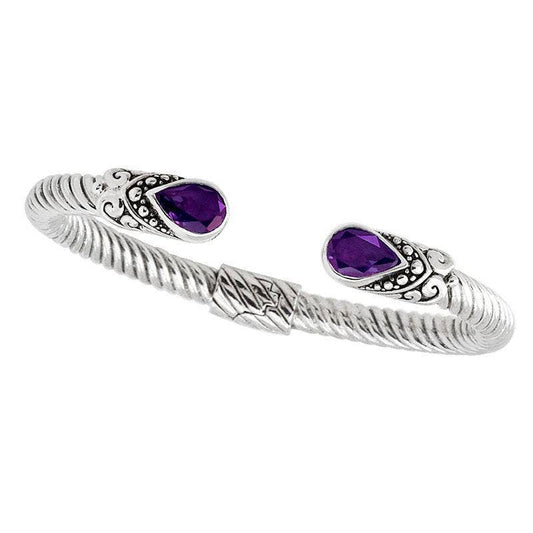 Bali Designs - AB-1025-AM Sterling Silver Bangle With Gemstone