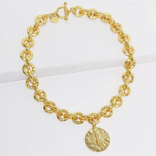 KARINE SULTAN - Luxurious Round Link Collar Necklace With Bee Pendant