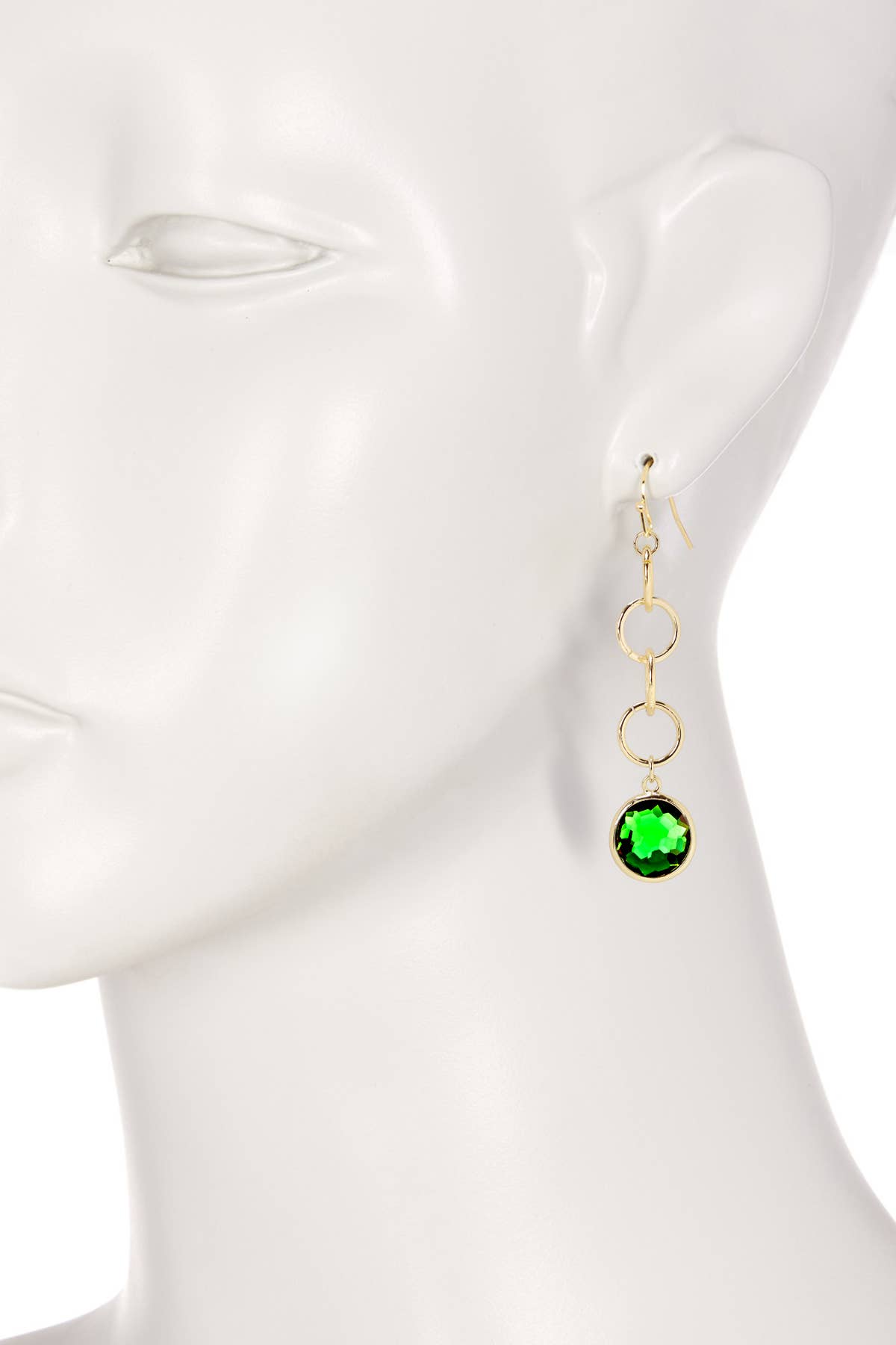 Zoey Simmons - Emerald Crystal & Interlocking Circle Drop Earrings - GF