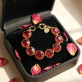 GirlyPirateCo - Vintage 18K Gold Plated Rose Red Crystal Bracelet