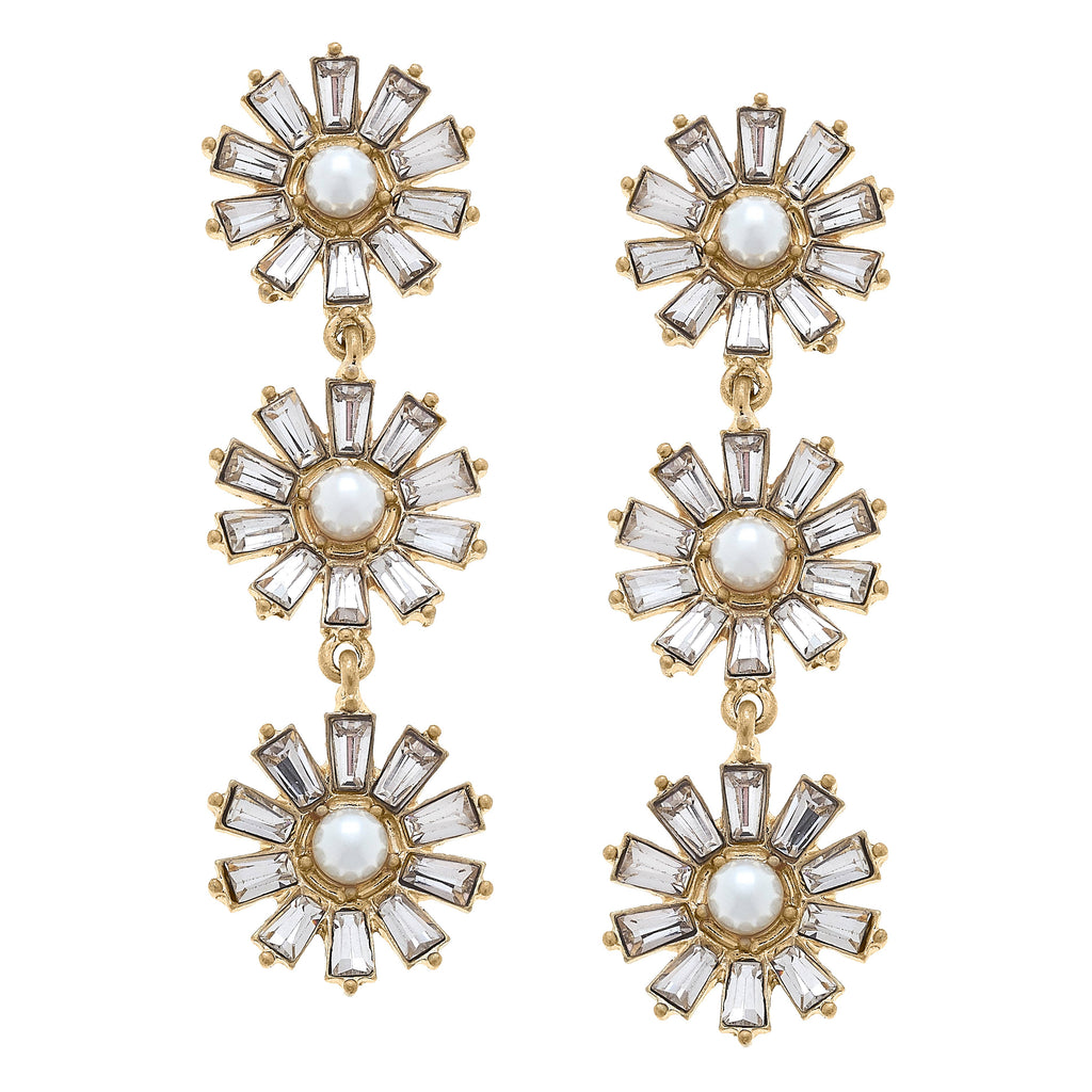 Canvas Style - Amelia Pearl & Crystal Drop Earrings in Ivory