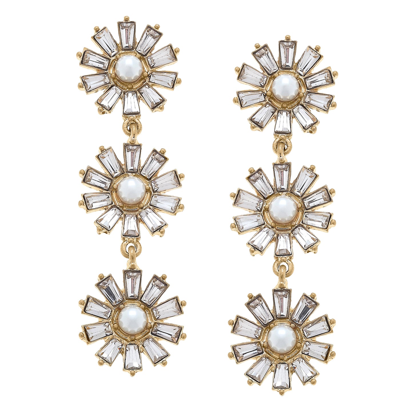 Canvas Style - Amelia Pearl & Crystal Drop Earrings in Ivory