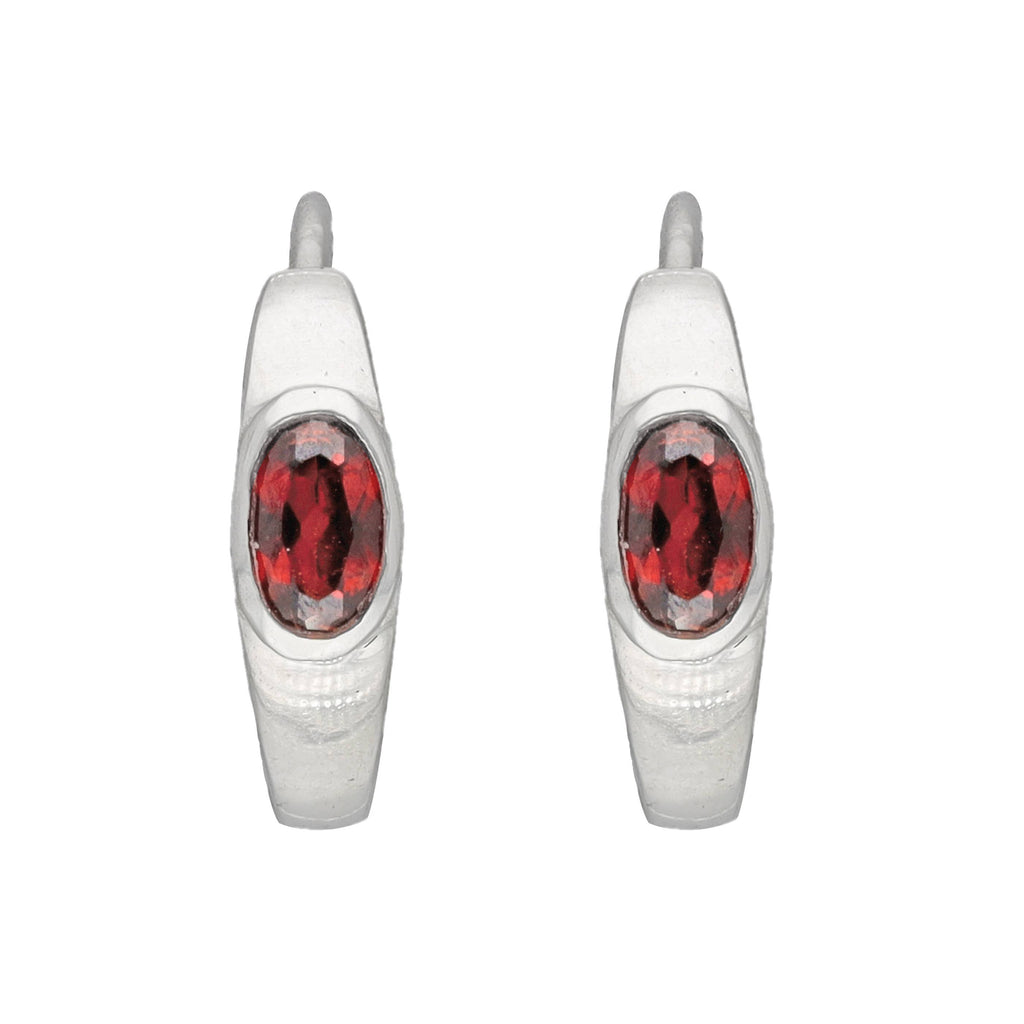 Tiramisu - 925 Sterling Silver Garnet  Gemstone Hoop Earring