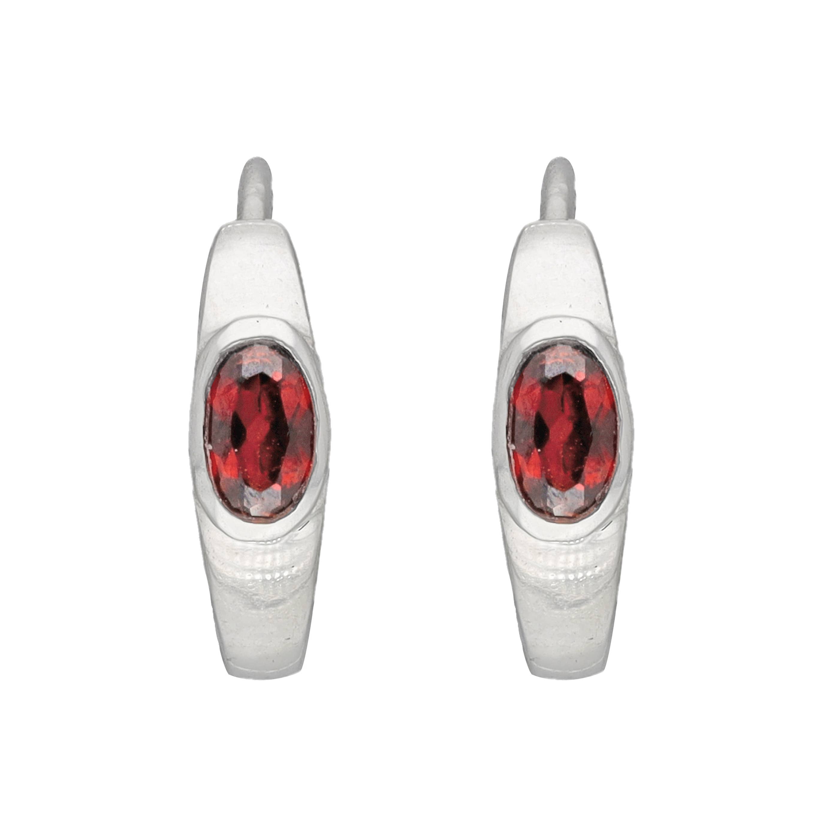 Tiramisu - 925 Sterling Silver Garnet  Gemstone Hoop Earring