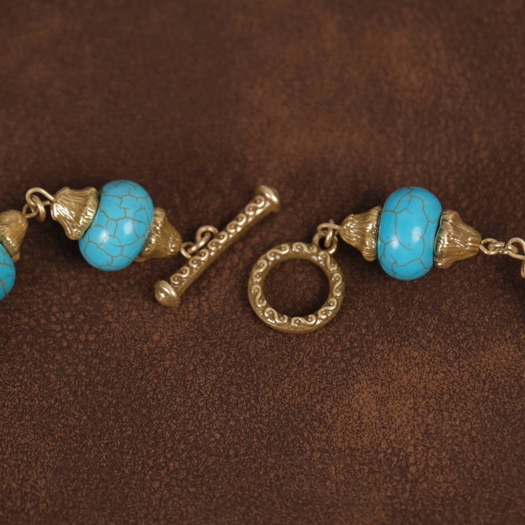 GirlyPirateCo - Vintage Elegant 18K Gold-Plated Blue Turquoise Necklace