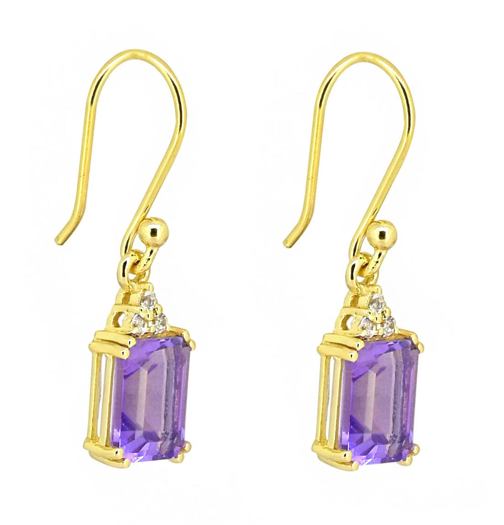 Tiramisu - 14K Gold Plated Silver Amethyst Gemstone Dangle Earring