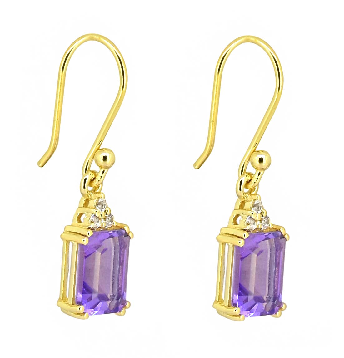 Tiramisu - 14K Gold Plated Silver Amethyst Gemstone Dangle Earring