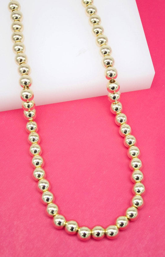 MIA Jewelry - 18K Gold Filled 7mm Beaded Chain Necklace (F279)