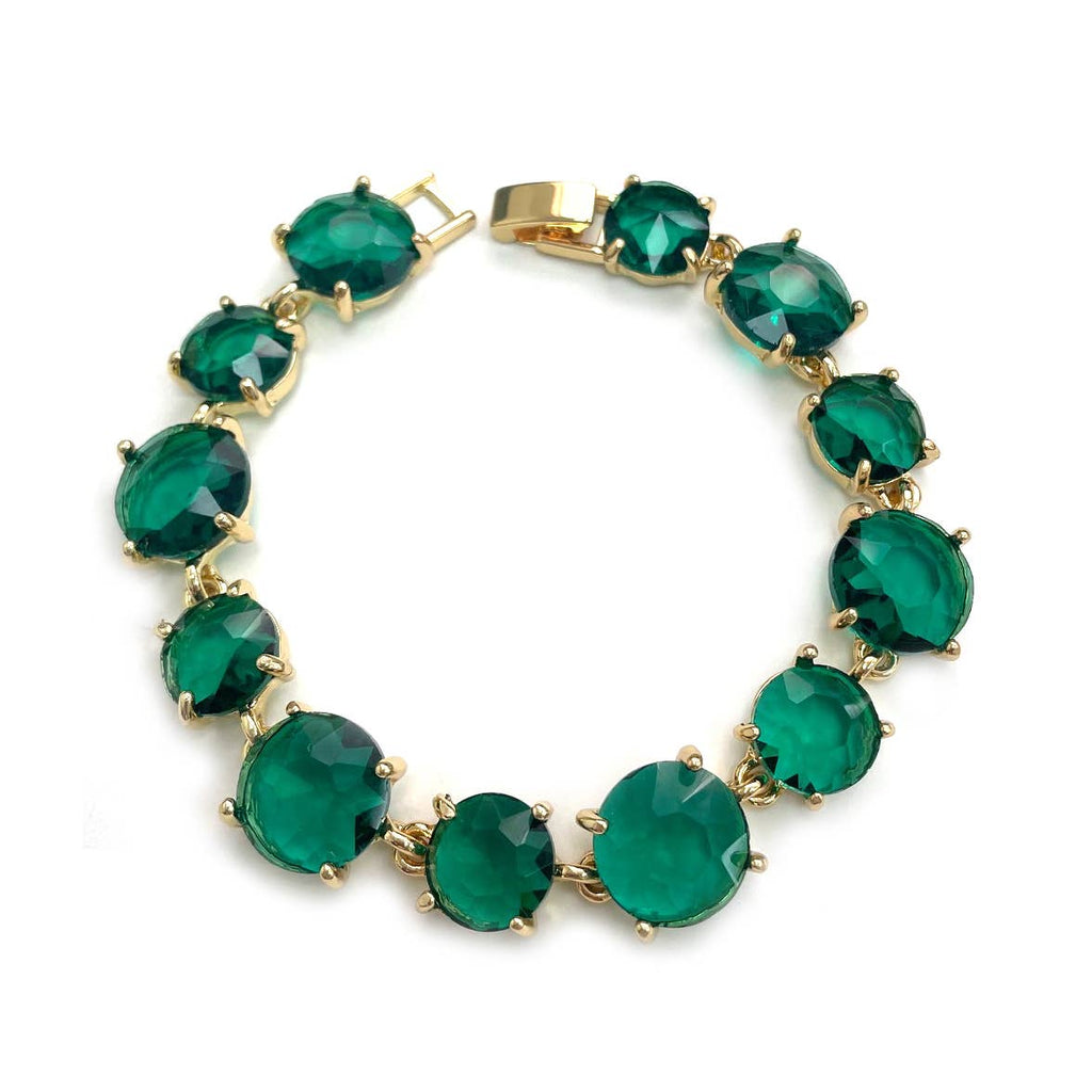 StarryNYC - Round Glass Crystal Linked Bracelet