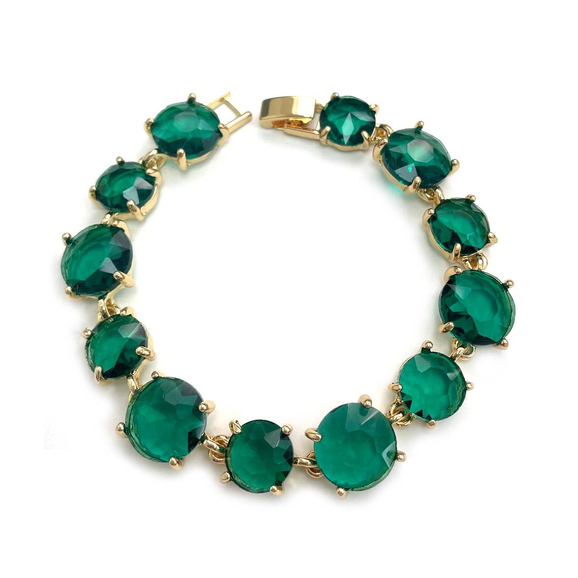 StarryNYC - Round Glass Crystal Linked Bracelet