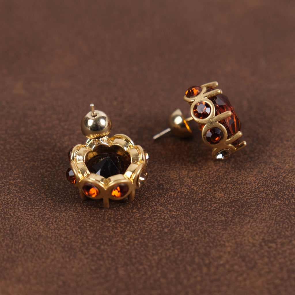 GirlyPirateCo - Vintage 18K Gold Plated Caramel Crystals Stud Earrings