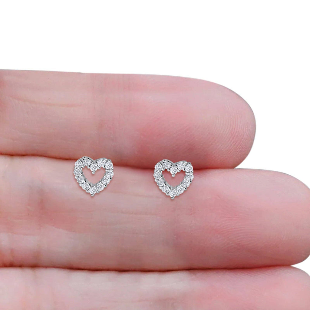 Blue Apple Imports - Heart Stud Earrings Cubic Zirconia