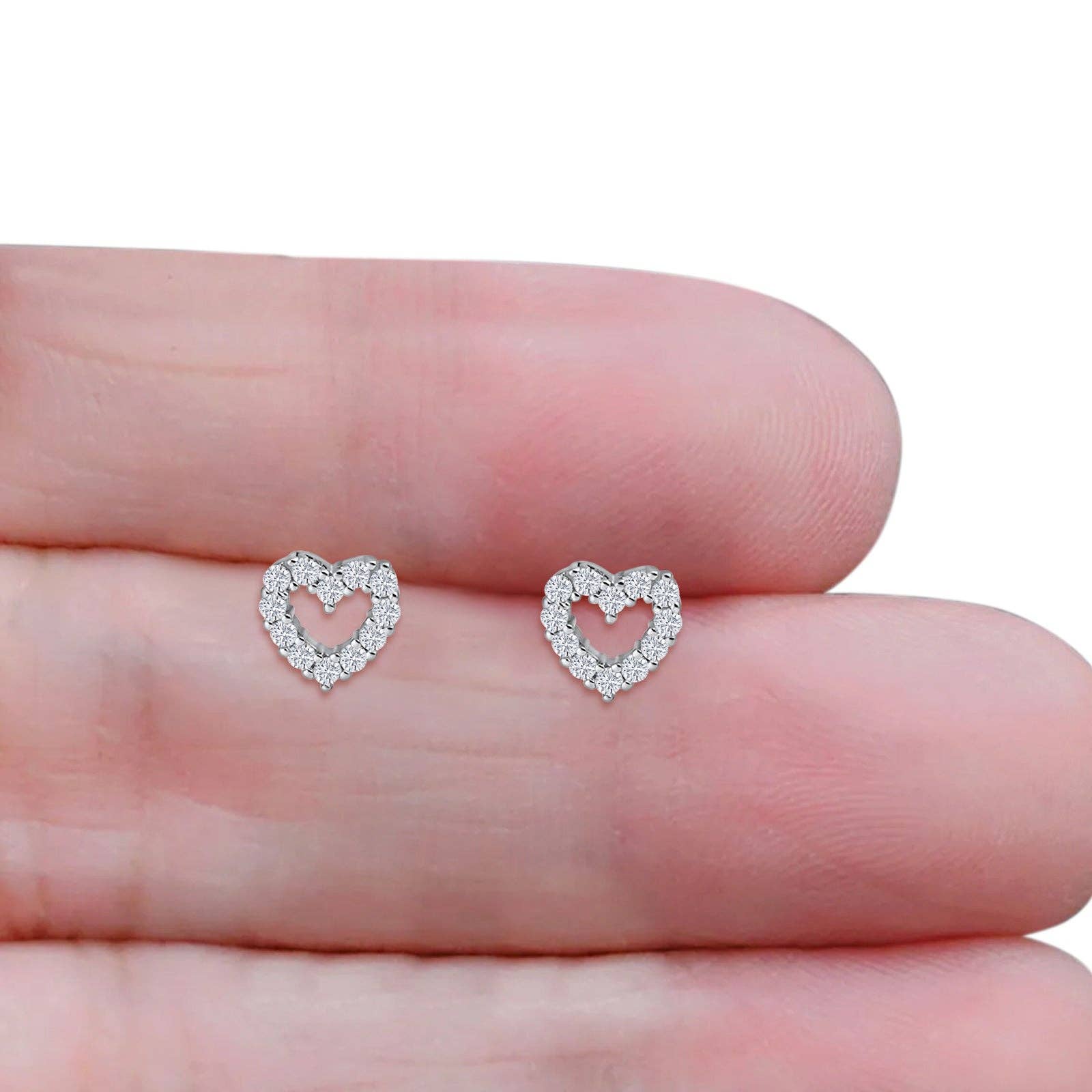 Blue Apple Imports - Heart Stud Earrings Cubic Zirconia